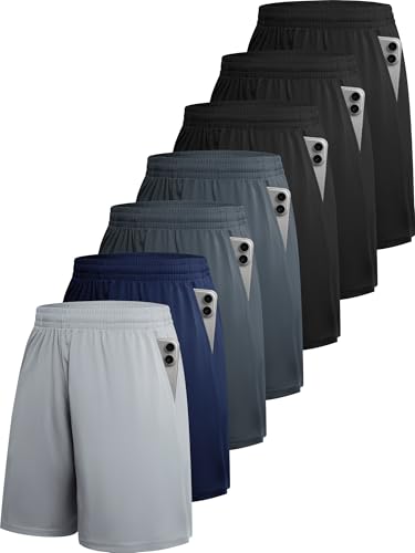 KCVENN Men Athletic Shorts Inseam 7" Basketball Gym Running Shorts with Pockets and Elastic Waistband Quick Dry
