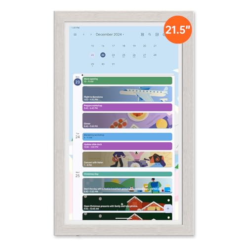 ApoloSign Digital Calendar: 21.5 Inch Electronic Calendar, Smart Touchscreen Interactive Display for Chore Chart, Family Schedules Planner, Supports All Apps via Google Play (Oak Gray, 21.5-inch)