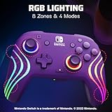 PDP Afterglow Wave Wireless Pro Controller with Full Motion for Nintendo Switch, Nintendo Switch - OLED Model, 8 RGB LED Lighting Zones, 30 Foot Range, 20 Hour Rechargeable Battery: Purple