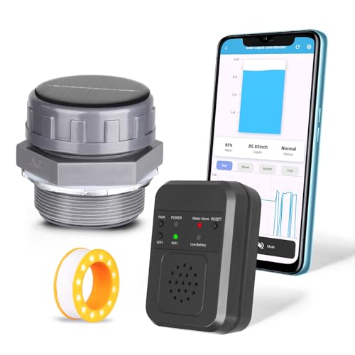 WiFi Solar Tank Level Monitor, briidea Water Oil Tank Level Sensor with Remote Monitoring, Real-Time App & Repeater Alerts, 6-Month Battery, 330ft Signal Range for Cisterns, Rainwater