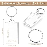 Junkin 150 Pack Clear Acrylic Photo Picture Keychain Blank Photo Insert Keyring DIY Personalize Favor(Rectangle)