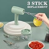 USB Rechargeable Electric Mixer and Egg Beater, Features Egg White Separator and Three Multi-Function Mixing Attachments (Green)