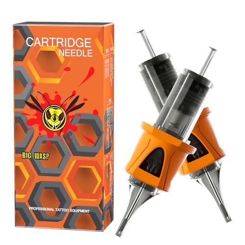 BIGWASP Energy 5RLRL Tattoo Cartridge Needles with Finger Ledge, #10 Bugpin 5 Round Liner for Rotary Tattoo Machines