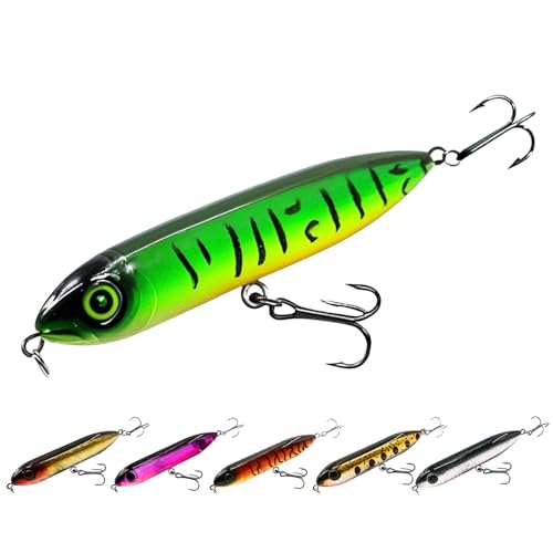 9KM Saltwater Topwater Fishing Lures 6-Pack Popper Lure Set with Triple Hooks for Bass Top Water Lures Fishing Lures Bass