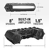 BOSS Audio Systems ATVB95LED UTV ATV Speakers - Weatherproof, ATV Soundbar, 8 Inch Speakers, 1.5 Inch Tweeters, Amplified, Wired Remote for Bluetooth Connectivity, LED Light Bar, Storage Compartment