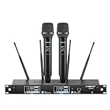 Phenyx Pro Dual-Channel Wireless Microphone System, Dynamic Mics w/ID Lock, Tunable Power Level, Auto Scan, Spectrum Analyzer, True Diversity Cordless Handheld for Singing, DJ, Karaoke (PTAU-2)
