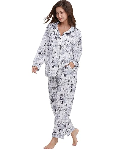 YiNi LuLu Womens Silk Satin Pajamas Set Button Down 2 Piece Pjs Set For Women Long Sleeve Oversized Sleepwear with Pockets