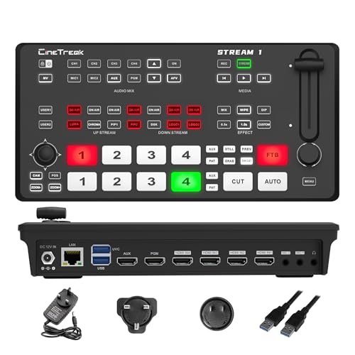 Cinetreak Stream-1 HDMI Super Source Camera Video Switcher Mixer with PTZ Cam Control,REC, NDI Updatable and Landscape & Portrait Livestreaming