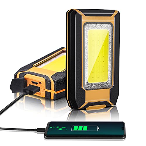 Favorlite 2 Pack 40W 1600LM LED Work Light, Rechargeable Portable Magnetic Flood Lights for Outdoor Camping Emergency Car Repairing and Waterproof Job Site Lighting