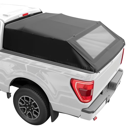 JOYTUTUS Foldable Truck Bed Soft Topper Compatible with F150 2015-2025 with 5.5ft Bed, Camper Shell Truck Top