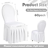 Oudain Chair Slip Covers with Skirt Wedding Long Stretch Spandex Dining Chair Cover Protectors Removable and Washable for Hotel and Wedding Ceremony(White,60 Pieces)