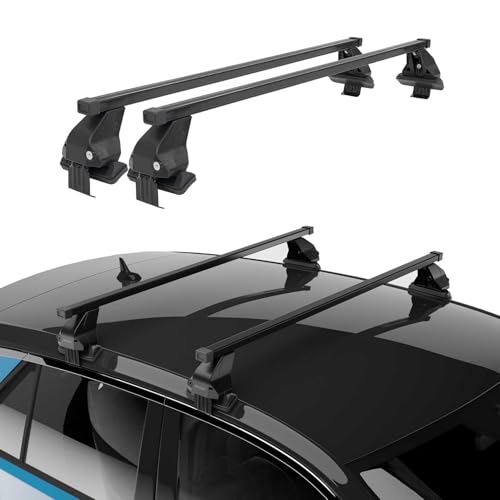 OMAC Smooth Roof Racks Cross Bars Luggage Carrier for Toyota Prius 2010-2015 Black 2 Pcs Anti-Theft for Travel Kayak Canoe Surf Ski Snowboard Camping