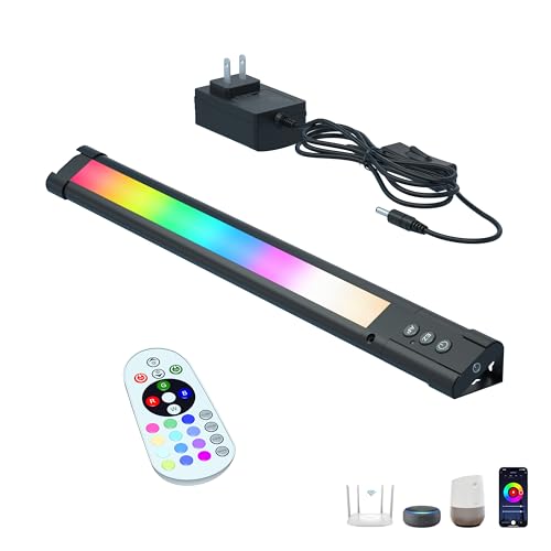 LAMPAOUS LED Light Bar, Dimmable RGB Lights, Light Bar with Alexa & Google Integration for Room, Desk, Monitor Backlight, Indoor Wall Washer - includes Remote Control (1-Bar 12 Inch Kit)