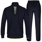 TBMPOY Men's Tracksuits Sweatsuits for Men Set Track Suits 2 Piece Casual Athletic Jogging Warm Up Full Zip Sweat Suits Navy/Fluorescent Green XXL