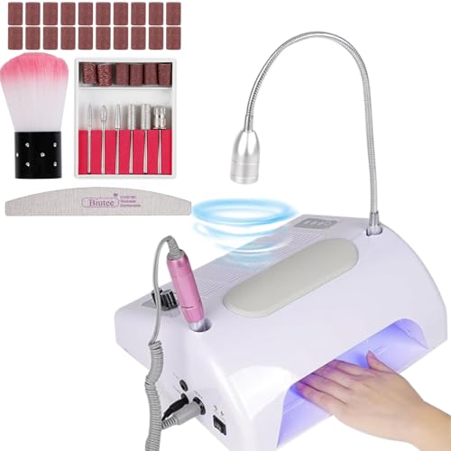 Biutee Nail Dust Collector 5 in 1 80W Nail Vacuum Dust Collector Extractor Professional 30000rpm Electric Nail Drill Machine With 48W/96W UV LED Nail Lamp Nail Art Tool With LED Light