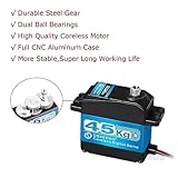 ANNIMOS 45KG High Torque Servo 8.4V Coreless RC Steering Servo Motors Stainless Steel Gear Low Profile Waterproof for 1/8 1/10 1/12 Scale Cars DIY Robotic - 180 Degree