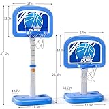 TEMI Swimming Pool Basketball Hoop, Adjustable Poolside Hoops with 4 Balls and Pump, Indoor Outdoor Basketball Game for Toddler Kids, Summer Swimming Pool Water Game Gifts for Kids Boys Girls