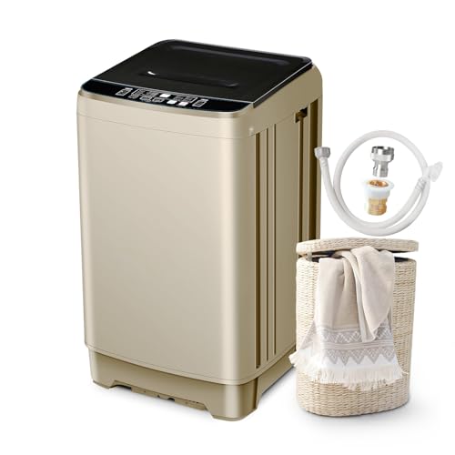 Zyerch Portable Washing Machine 2.3 Cu. Ft. Full-Automatic Compact Washer Machine for Apartment, 10 Wash Program Small Portable Washer for Dorm, Apartment, RV, Home, Golden