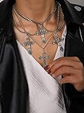 Sacina Gothic Cross Choker Necklace, Goth Punk Emo Grunge Y2k Necklace, Goth Jewelry, Halloween Christmas Jewelry Gift for Women