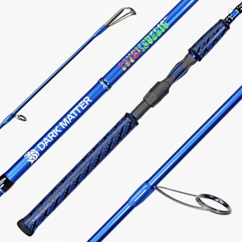 Dark Matter Fishing Rod - Psychedelic Inshore Spinning Rods, Ultra-Lightweight Inshore Saltwater Fishing Rods with Fuji K Series Alconite Guides & Tacky Grip, Carbon Bass Rod - Blue (Power M, 7')