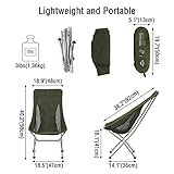 Naturehike Folding Camping Chair, Lightweight High Back Portable Compact Chair, Large Heavy Duty 330lbs for Adults, Hiking Camp Backpacking Festival Travel Beach Picnic Fishing with Storage Bag, Green