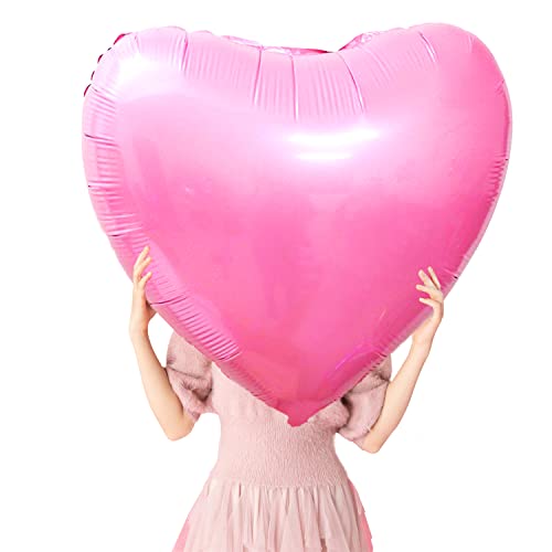8 Pcs 36 Inch Huge Red Heart Balloons, Romantic Large Heart Foil Balloons Valentine's Day Balloons for Wedding Engagement Anniversary Party Favor Decorations (Pink)