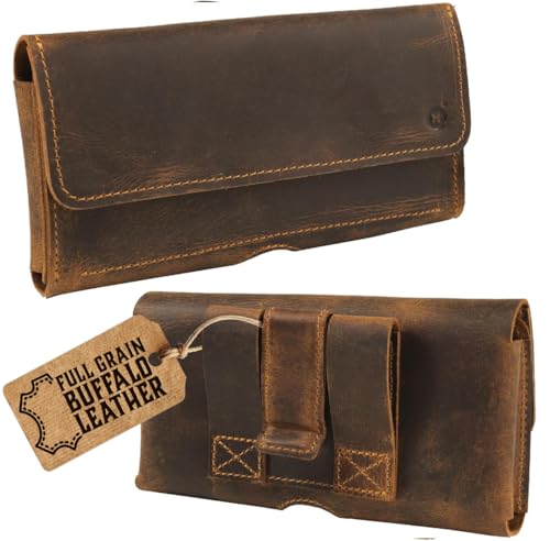 Moonster Leather Phone Holster Belt Clip Style for Men Horizontal Holder with Magnet Closure