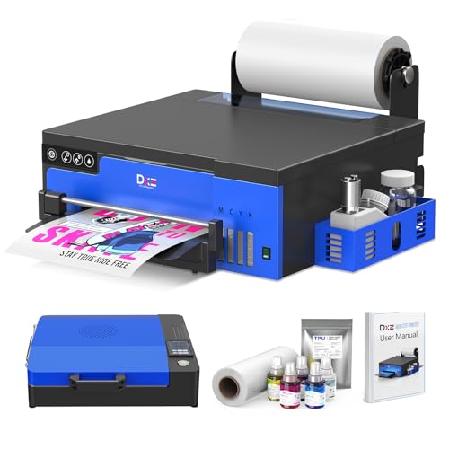 DXZ 2025 A4 DTF Printer with Roll Feeder-XP600 Doubled Printing Speed Compared to L1800 and L805,Built-in White Stirring System for DIY T-Shirt,2-Year Ink Included (Printer+Oven)
