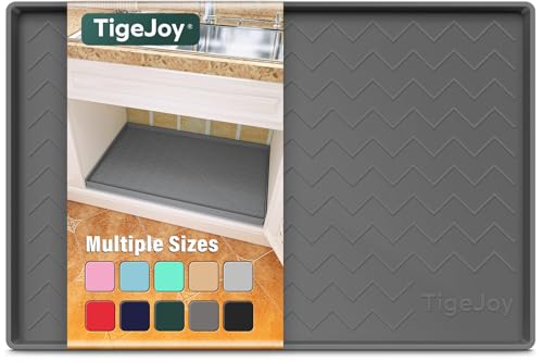 TigeJoy Waterproof Under Sink Mat 34" x 22", Kitchen Cabinet Liner and Drawer Shelf Liners, Protectors for Kitchen Organizers and Storage, Silicone Mat Boot Tray