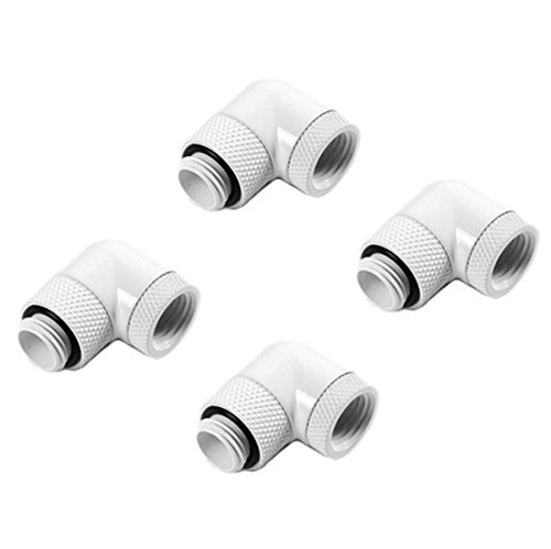 Barrow G1/4" Male to Female Extender Fitting, 90 Degree Dual Rotary, White, 4-pack