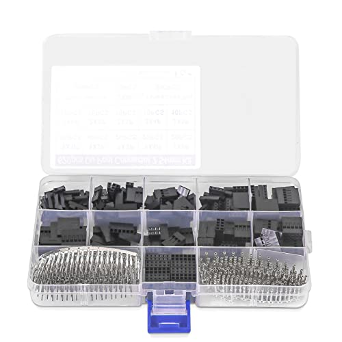 WEKESIGO 620PCS 2.54mm Pitch Row Type Connectors with Male/Female Pin Connector Kit, Cable Jumper Wire Pin Header Housing Kit