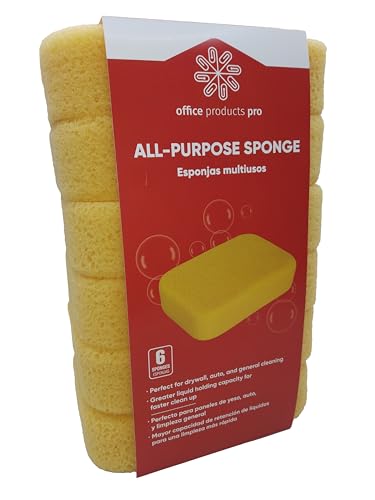 All Purpose Sponge, Heavy Duty, Ultra Performance, Extra Large 7.5” x 5.5” x 1.875” (6 Pack)