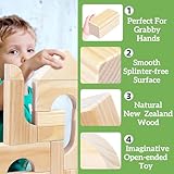 Large Wooden Building Blocks Set - Educational Preschool Learning Toys with Wooden Storage Box, Toddler Blocks Building and Stacking Toys for 3+ Year Old Boy and Girl Gifts