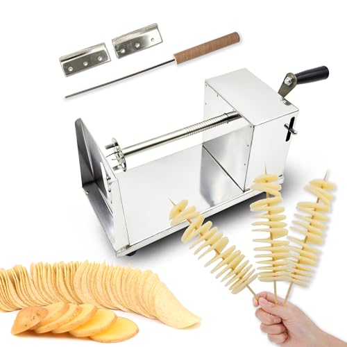 Tornado Potato Spiral Cutter Stainless Steel Spud Twisted Potato Chips Slicer French Fry Graters Cortador de Papas en Espiral Tornado for Potatoes Carrots Cucumbers Vegetable