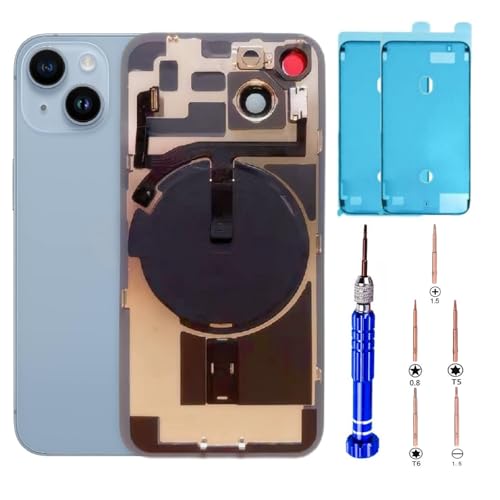 ZVB 14 Back Glass Replacement Kit with Plate & Flex Cable and All Parts, Blue, 6.1 Inch for iPhone 14 Back Cover Glass, with Repair Tools (Blue)