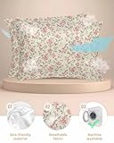 Vertdecor Satin Pillowcase for Hair and Skin, Magnolia Flower Elegant Pink Folwer Floral Silk Pillow Cases Standard Size with Zipper 2 Pack Super Soft Pillow Covers, 20x26 Inches, Floweradr61272