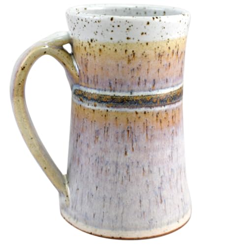 Modern Artisans American Handmade Stoneware Pottery 20 oz Tall Mug with Thumb Grip, Cottage Pearl Collection