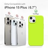 GONEZ Magnetic Silicone for iPhone 15 Plus Case, [Compatible with MagSafe][1X Camera Protector + Screen Protector], Microfiber Lining Shockproof Protective Phone Cover 6.7", Fluorescence Green