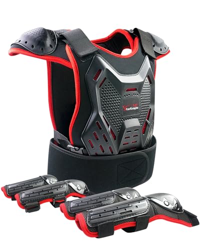StarknightMT Kids Motorcycle Armor Suit Dirt Bike Gear - Youth Motocross Riding Protector with Knee Elbow Arm Shoulder Protection Pad for Cycling Off-Road Riding Skiing Skating (Red)