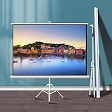 Projector Screen with Stand, 4:3/16:9 HD 4K 1.5 Gain 175° Viewing Angle, Foldable Tripod Screen for Indoor Outdoor Use, for Movie or Office(84inch 4:3)