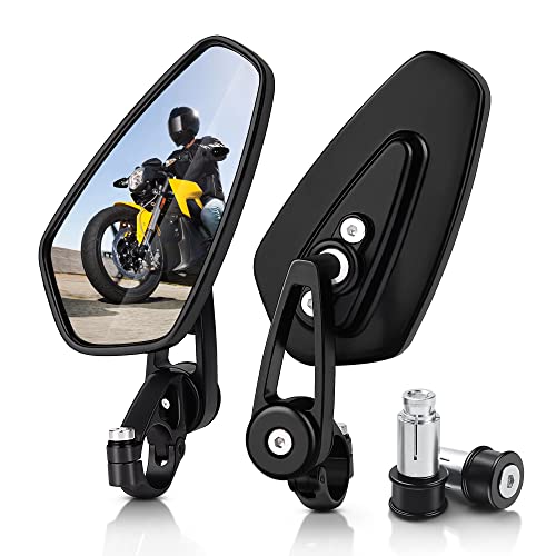 MICTUNING Motorcycle Mirrors - 7/8" (22mm) Bar End Rear View Mirrors Compatible with Most Honda Grom, Yamaha, Kawasaki, Ducati, Suzuki and More