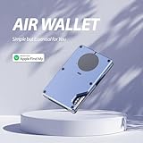 Air Wallet, Minimalist Wallet with Built in Airtag Chip, RFID Blocking Credit Card Holder, Slim Wallet For Men, Compatible with Apple Find My iOS Only, Detachable Money Clip (Macaron blue)