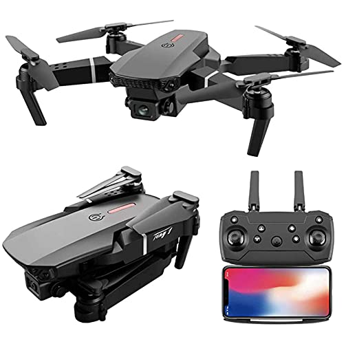 Eachine E88 Pro Drone with Camera for Adults, WiFi FPV, 1080P HD & 4K Dual Camera, Foldable, Headless Mode, One Key Take Off/Landing, Gray, Beginner