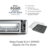 Ninja SP101 Digital Air Fry Countertop Oven with 8-in-1 Functionality, Flip Up & Away Capability for Storage Space, with Air Fry Basket, Wire Rack & Crumb Tray, Silver