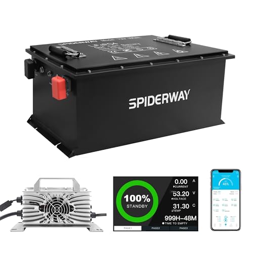 Entrinomy 72V(73.6V) 105Ah Lithium Golf Cart Battery, Built-in Smart 250A BMS, with Lithium Battery Charger, 6000+ Cycle Rechargeable LiFePO4 Battery Max 14.08 KW Power Output, Perfect for Golf Cart