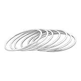 Edforce Stainless Steel Glossy Thin Round Bangle Bracelet Set for Women, Set of 7 (Silver, 8.5)