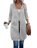 ELESOL Women's Oversized Sweatshirt Zip Up Thick Long Hoodie Sweater Dress Jackets Gray X-Large