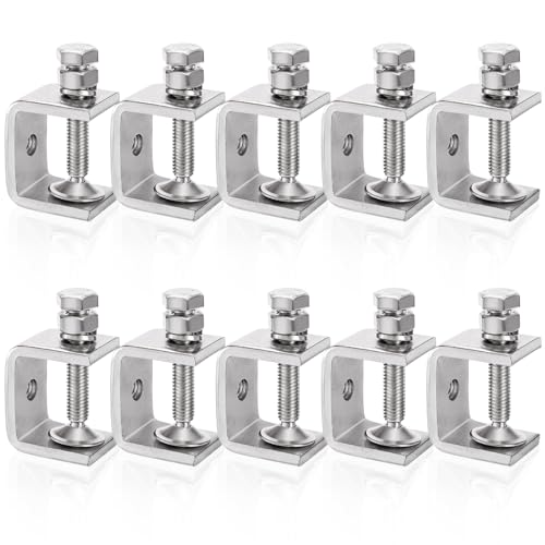 Nagpew 10 Pieces Stainless Steel C-Clamps, 1 Inch Mini Tiger Clamps with Wide Jaw Opening, Heavy Duty Metal Clamp for Woodworking, Metalworking, Mounting, Welding, Clamping