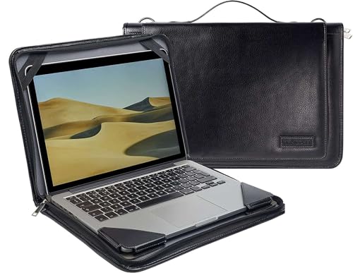 Broonel Black Leather Laptop Messenger Case - Compatible with Huawei MateBook D 16 Laptop 16"
