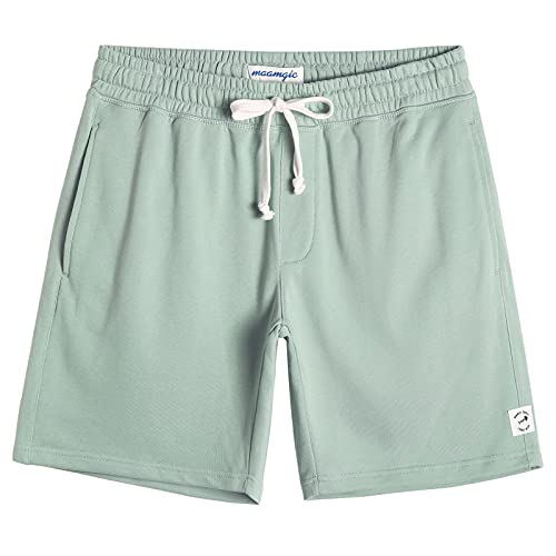 maamgic Mens Sweat Shorts 7" Above Knee Workout Gym Shorts Lounge Shorts with Zipper Pockets Mint Large